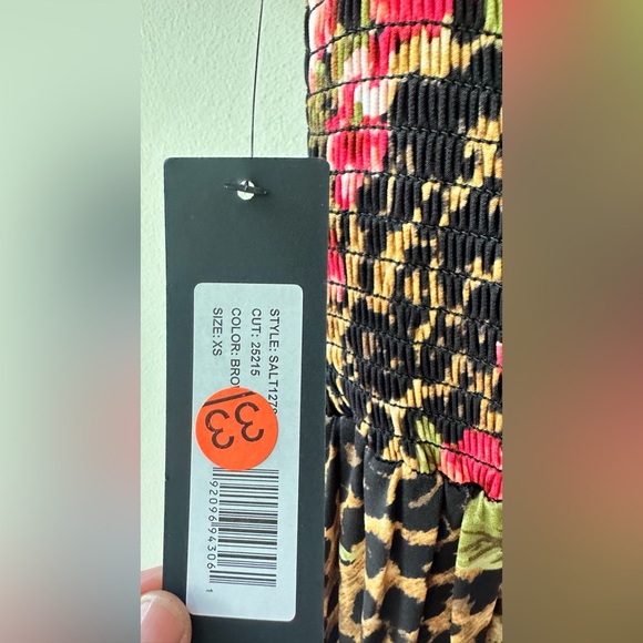 Bebe nwt Off Shoulder Slit Maxi Dress Leopard Floral Print, Size XS | 152 - Picture 9 of 10